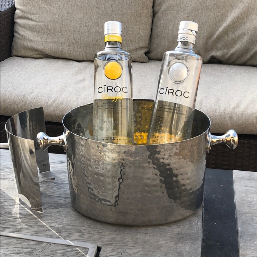 Silver metal ice bucket